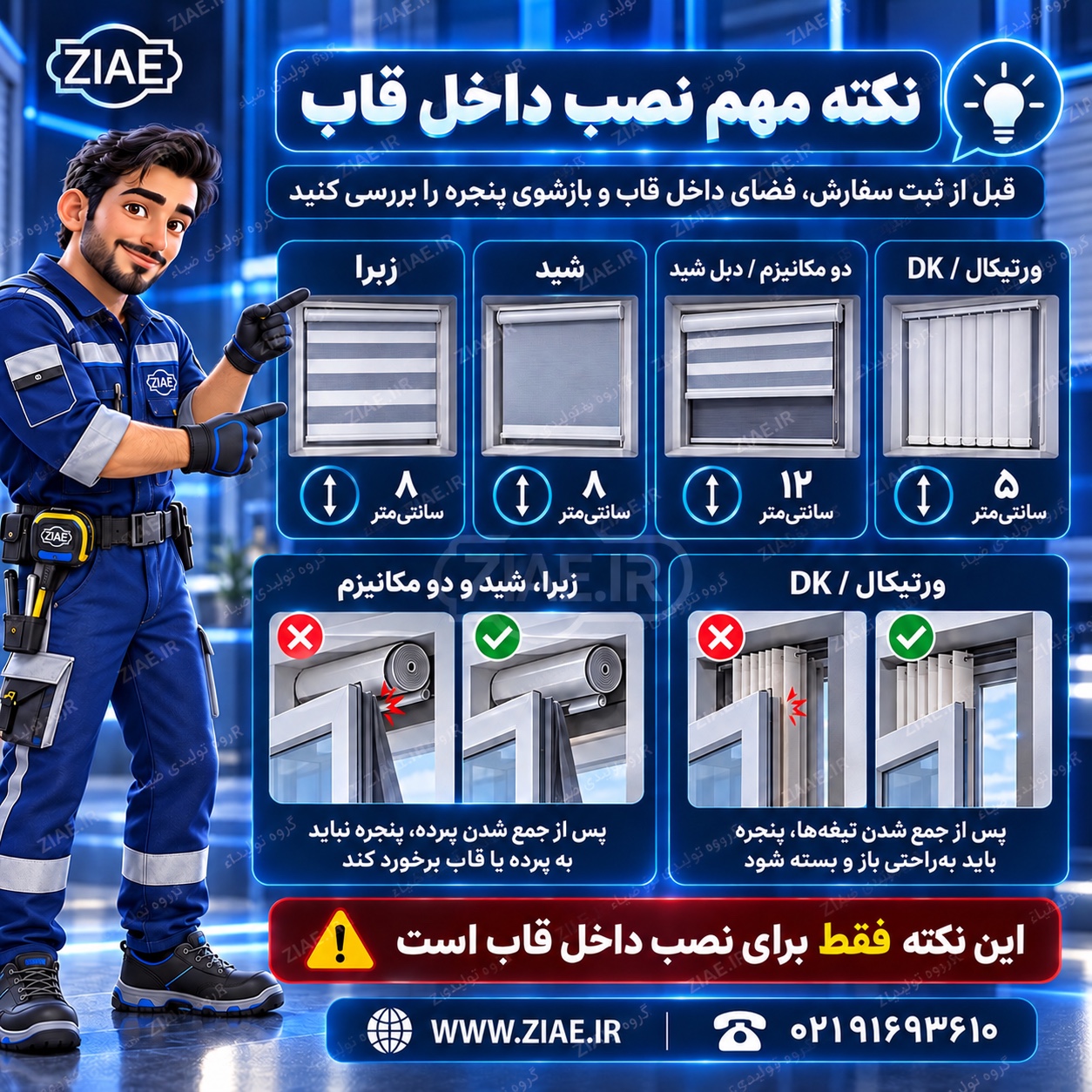فضای نصب داخل قاب